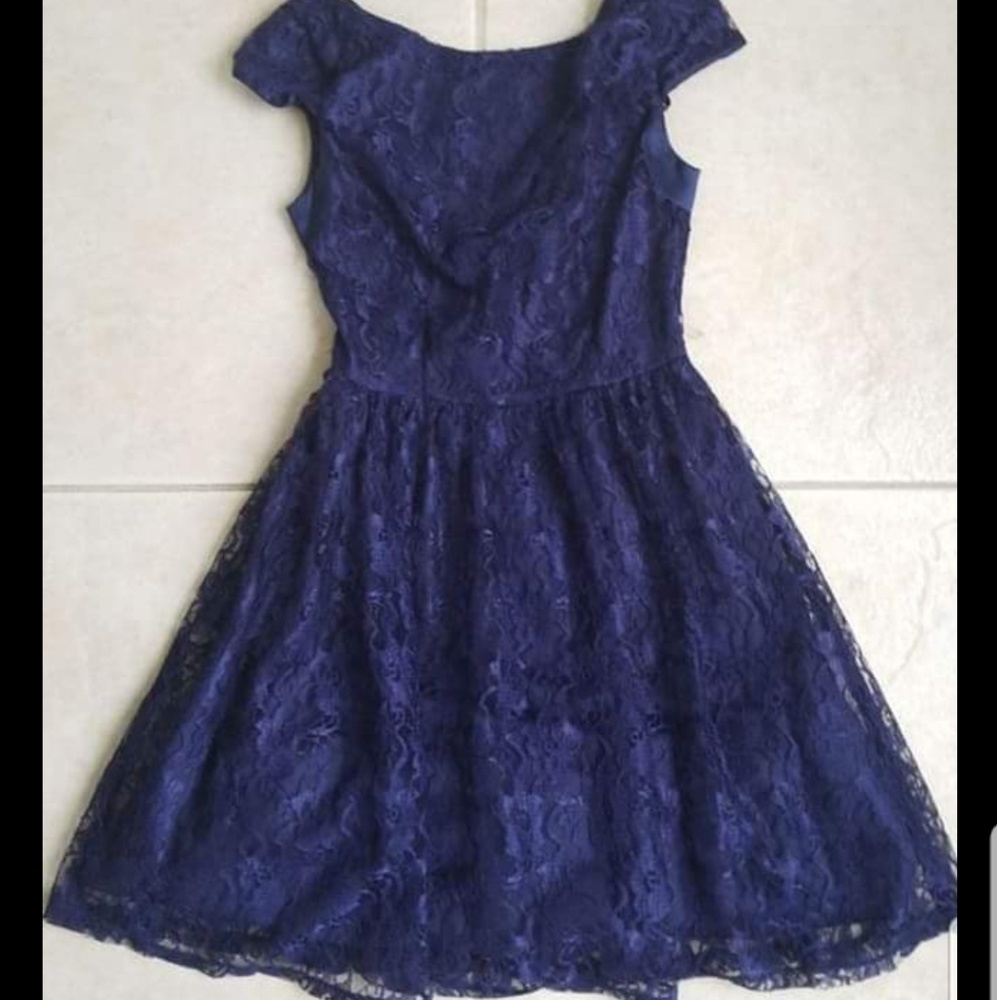 Navy blue tea cup lace dress